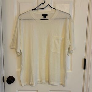 Halogen Short-Sleeve Crew Neck Pocket T-Shirt in Off-White